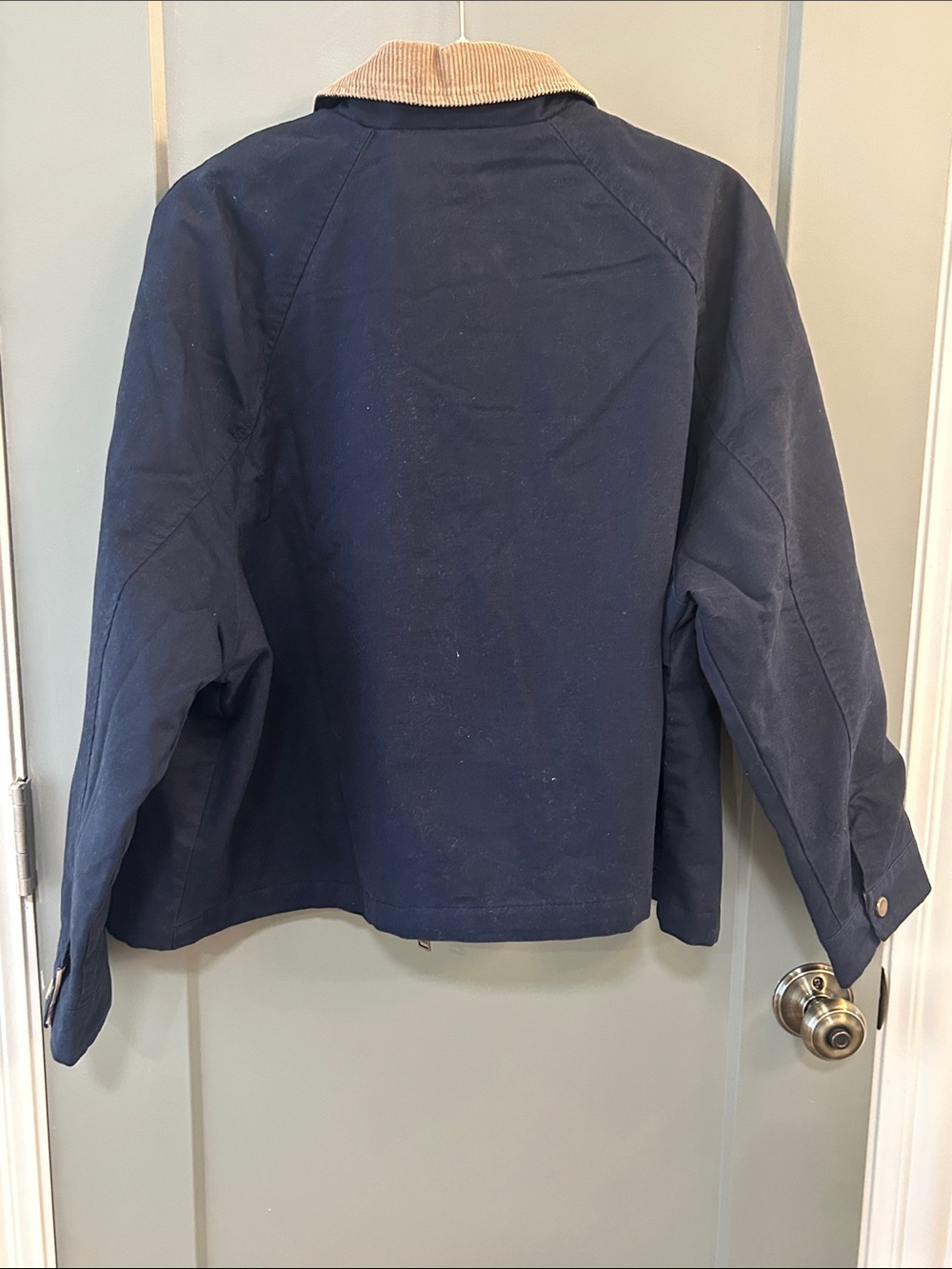 Hunter Navy women’s  Jacket with Tan Corduroy Collar Size large New! - Picture 6 of 8